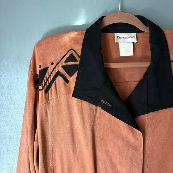 Vintage PIERRE LAMONTE Women's 12 Retro 80's Zip Jacket Western Disco Quirky - Picture 2 of 12